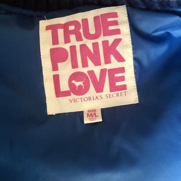 Vintage VS PINK Puffer Vest Dusty Blue - Picture 6 of 7